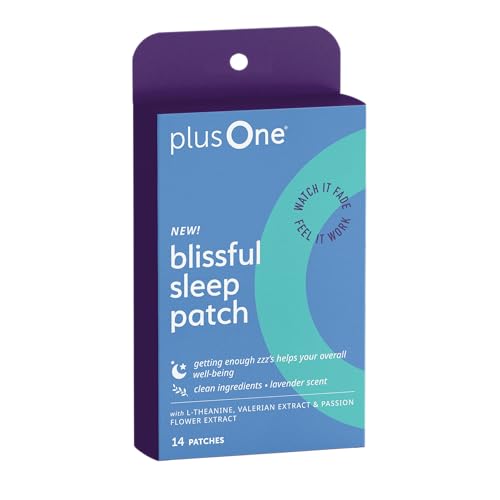 plusOne Blissful Sleep Patch – Magnesium and L-Theanine Patch to Promote Relaxation & Restful Sleep – Herbal, Vitamin-Infused Formula – Easy Peel & Stick – 14 Count