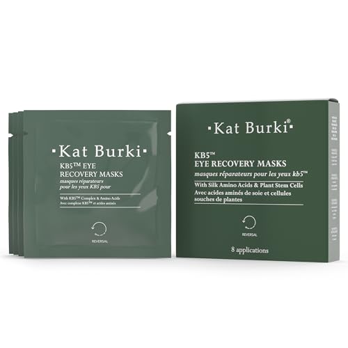 KAT BURKI KB5 Eye Recovery Masks, Lifting, Illuminating Under Eye Patches with Botanical Hyaluronic Acid, Niacinamide & Plant Stem Cells, 8 Applications