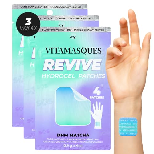 Vitamasques Recovery Patch, Reviveme Wellness Hydrogel Patch (3-Pack) – Revive Vitamin Patches with DHM, Green Tea, Guarana, & Vitamin B1 – Korean Skin Care Energy Patches for Adults