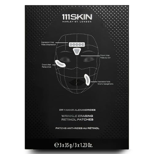 111SKIN Wrinkle Erasing Retinol Patches, Non-Invasive Forehead Wrinkle Patches for Under Eye & Smile Line Set with Vitamin C, Peptides & Microcone Technology, Suitable for All Skin Types, 3 x 1.23 oz
