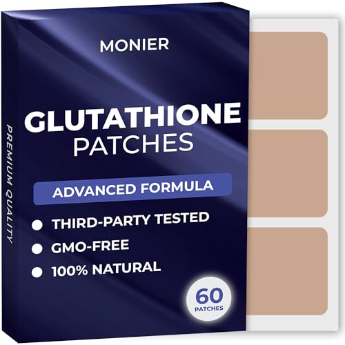MONIER Glutathione Patches (Pack of 60) – 100% Natural Patch for Women and Men – with Magnesium – Energy, Focus & Body Support – Enhanced Formula