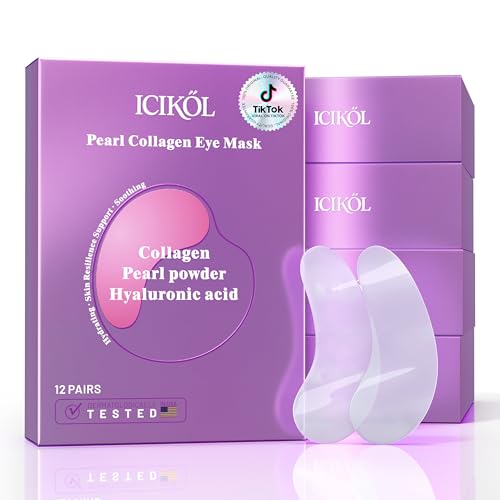 ICIKOL Collagen Under Eye Patches for Puffy Eyes and Dark Circles, Overnight Under Eye Mask for Puffiness, Deep Hydrating Undereye Mask Patches for Treatment (60 Pairs, Pearl powder)