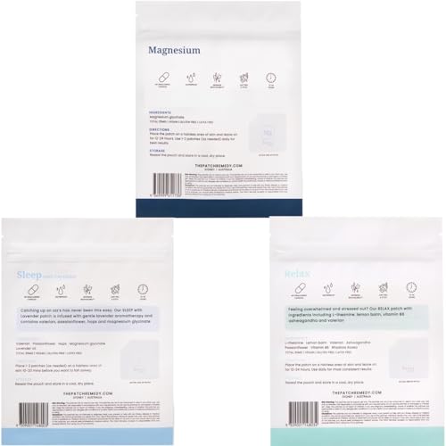 The Patch Remedy Before Bed Bundle – (90 Patches) Magnesium Glycinate, L-Theanine, Lemon Balm, Valerian, Passionflower, Hops, Lavender Aromatherapy, Vitamin B6, Rhodiola & More