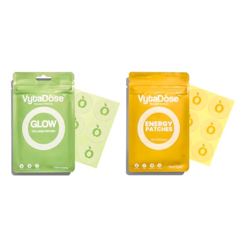 Vytadose Glow & Energy Patch Duo | Collagen Beauty Restore + Energy Patches | Skin, Hair & Daily Energy Support | Skin-Friendly, Water-Resistant | 30 Count Each