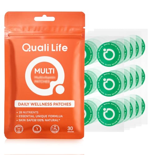 QualiLife Multi Plus Topical Patch for Women & Men, Essential Daily Healthy Patches with D3&K2 for Hours Release, 28 Nutrients with Iron Support, 30 Days Supply