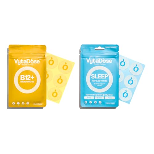 Vytadose Energy + Sleep Patch Duo | Natural Topical Caffeine Patches for Mood & Focus + Melatonin-Free Herbal Sleep Patches for Calm Nights
