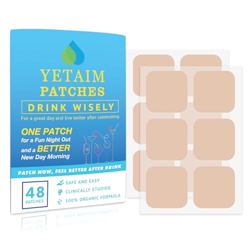 YETAIM Recovery Patches for Women Men: 48-Pack Energy Boost Fast Recovery – Day Night Party Support – Apply on Arm Neck Wrist Back for Party Fun Morning Revival – Clear Blue
