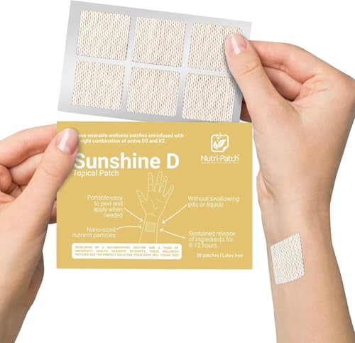 NUTRI-PATCH Sunshine D Topical Patch, Infused with D3, K2, Magnesium, 30 Count