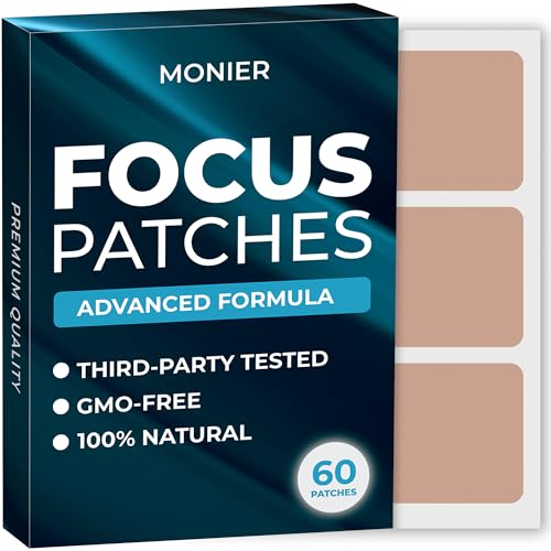 Focus Patches (Pack of 60) – 100% Natural Patch for Women and Men – with Zinc & Biotin – Energy, Focus & Body Support – Enhanced Formula