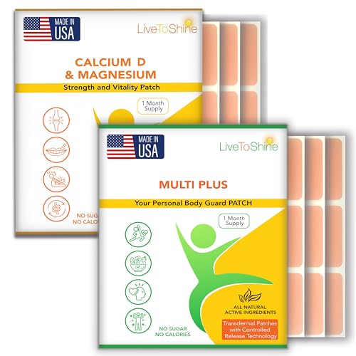 Live To Shine Multi Plus and Calcium Magnesium D Patch Bundle – 2 Packs – 30 Day Supply Each Pack – USA Made