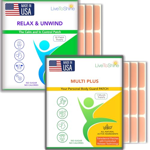 Live To Shine Teen Multi Plus and Calming Patch Bundle – Daily Multi Plus Calming Patch for Teens – USA Made – Transdermal, Vegan, Non-GMO